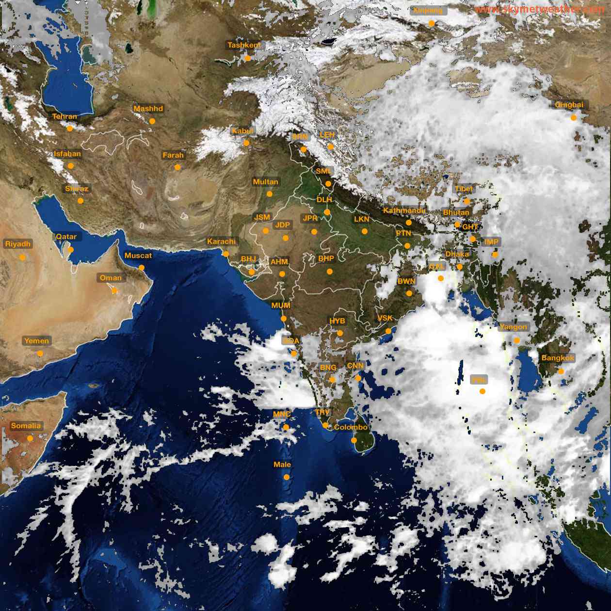 Latest INSAT Weather Satellite Image of India - Infrared Map - 11:00 IST on 10 June 2026