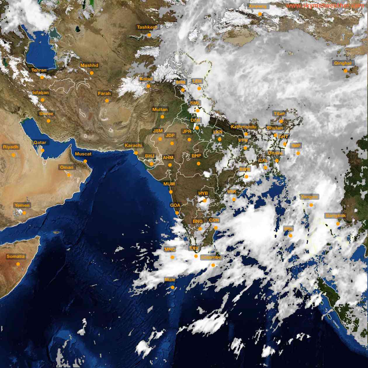 Latest INSAT Weather Satellite Image of India - Infrared Map - 01:00 IST on 12 June 2026