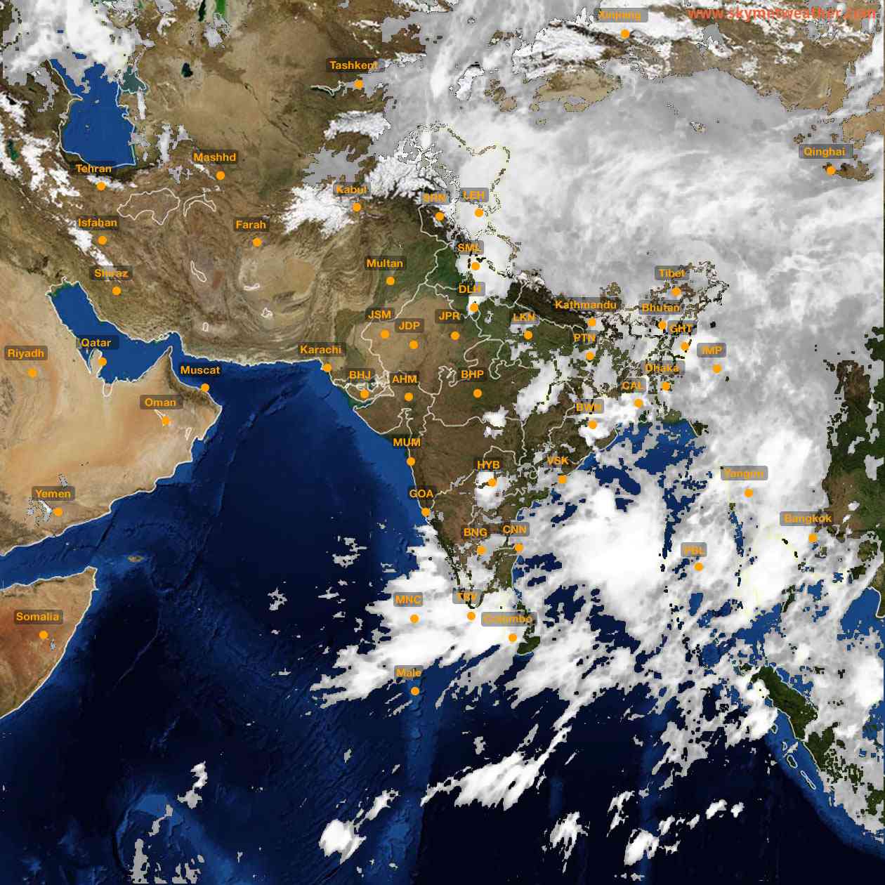 Latest INSAT Weather Satellite Image of India - Infrared Map - 02:00 IST on 12 June 2026