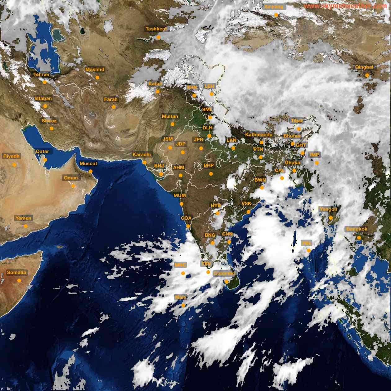 Latest INSAT Weather Satellite Image of India - Infrared Map - 07:00 IST on 12 June 2026