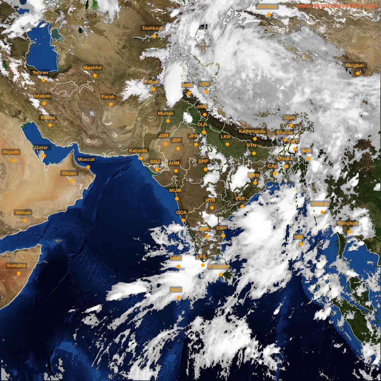 Latest INSAT Weather Satellite Image of India - Infrared Map - 19:00 IST on 12 June 2026