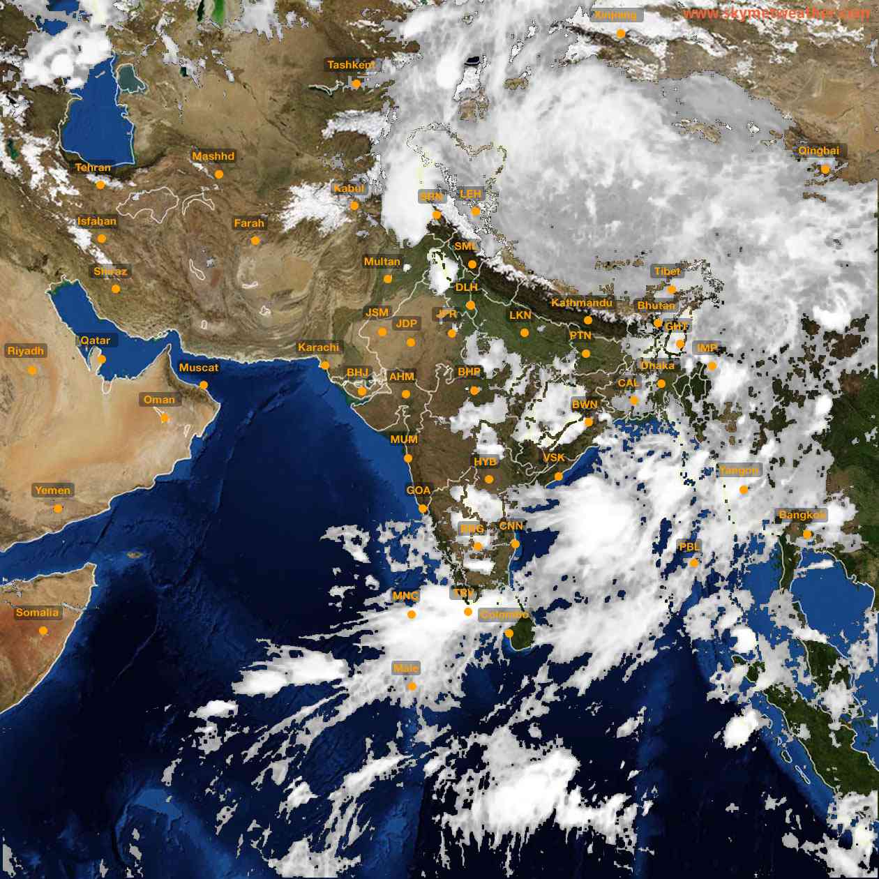 Latest INSAT Weather Satellite Image of India - Infrared Map - 21:00 IST on 12 June 2026