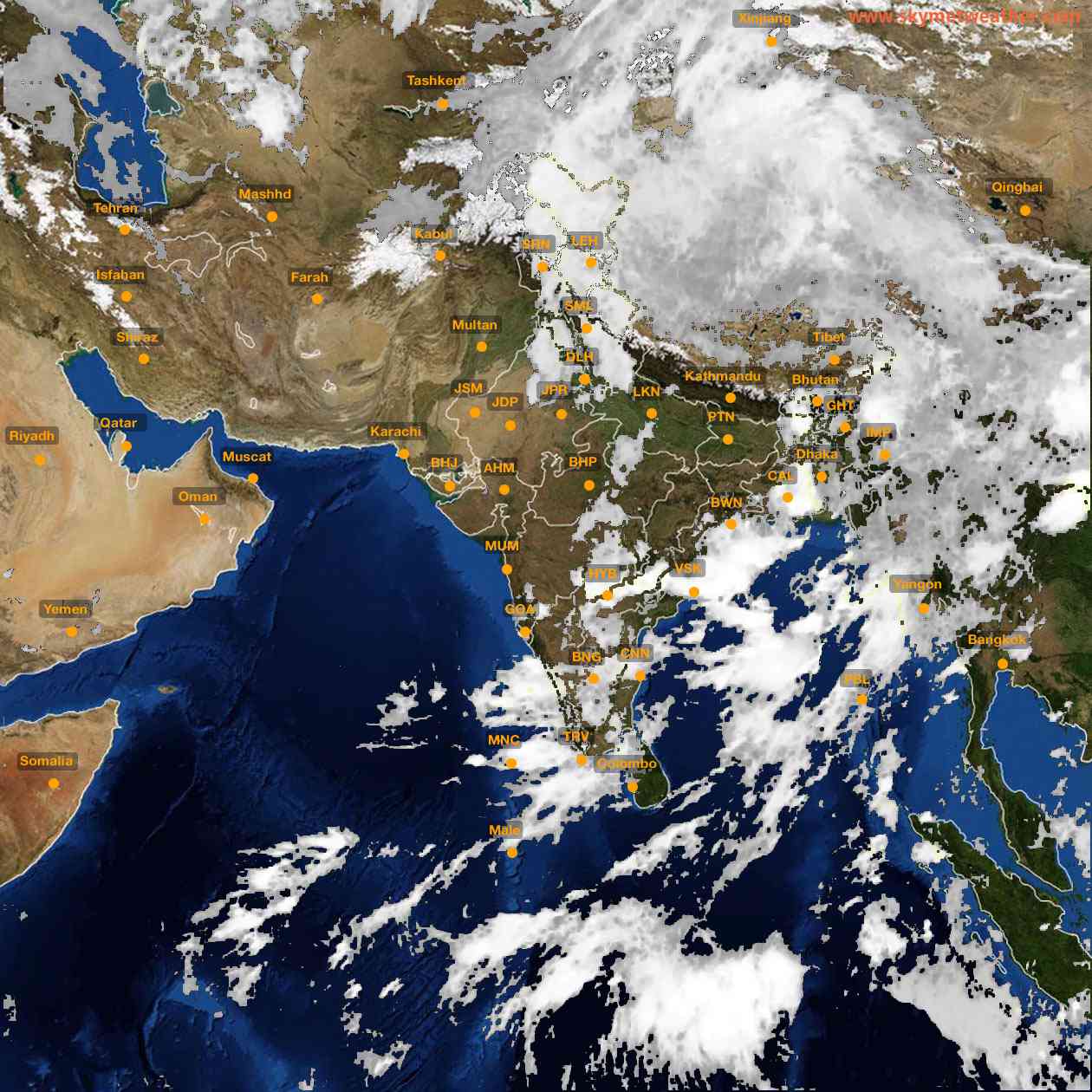 Latest INSAT Weather Satellite Image of India - Infrared Map - 07:00 IST on 13 June 2026