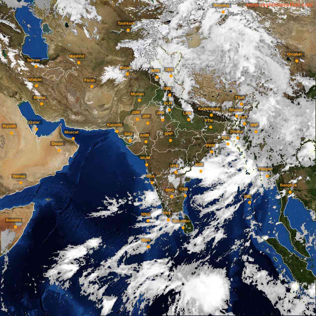 Latest INSAT Weather Satellite Image of India - Infrared Map - 12:00 IST on 13 June 2026