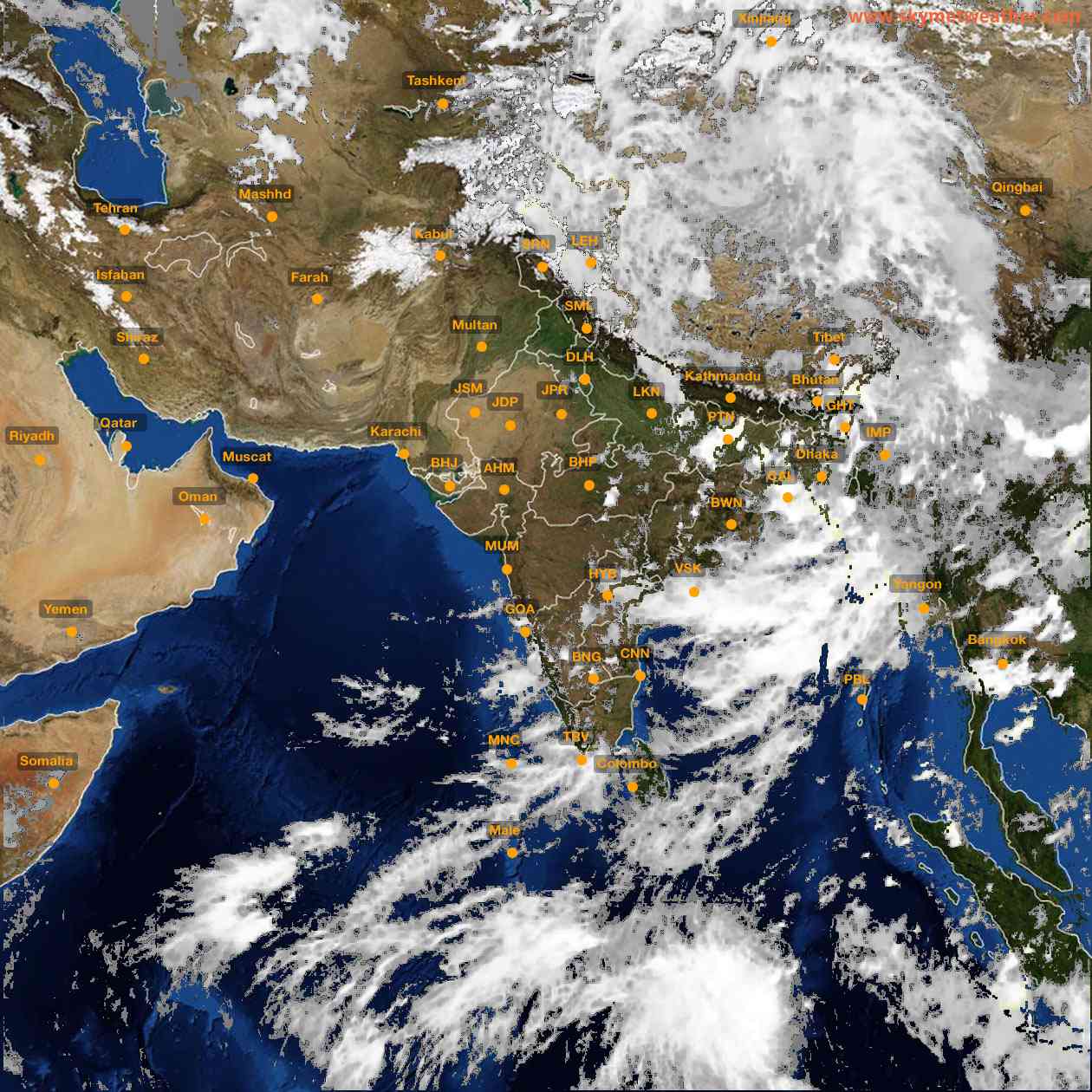 Latest INSAT Weather Satellite Image of India - Infrared Map - 15:00 IST on 13 June 2026