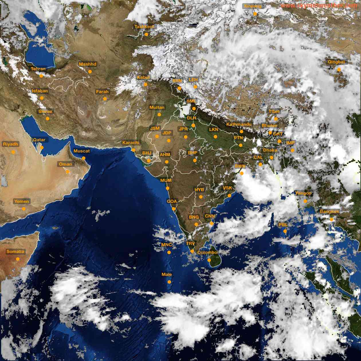 Latest INSAT Weather Satellite Image of India - Infrared Map - 14:00 IST on 15 June 2026