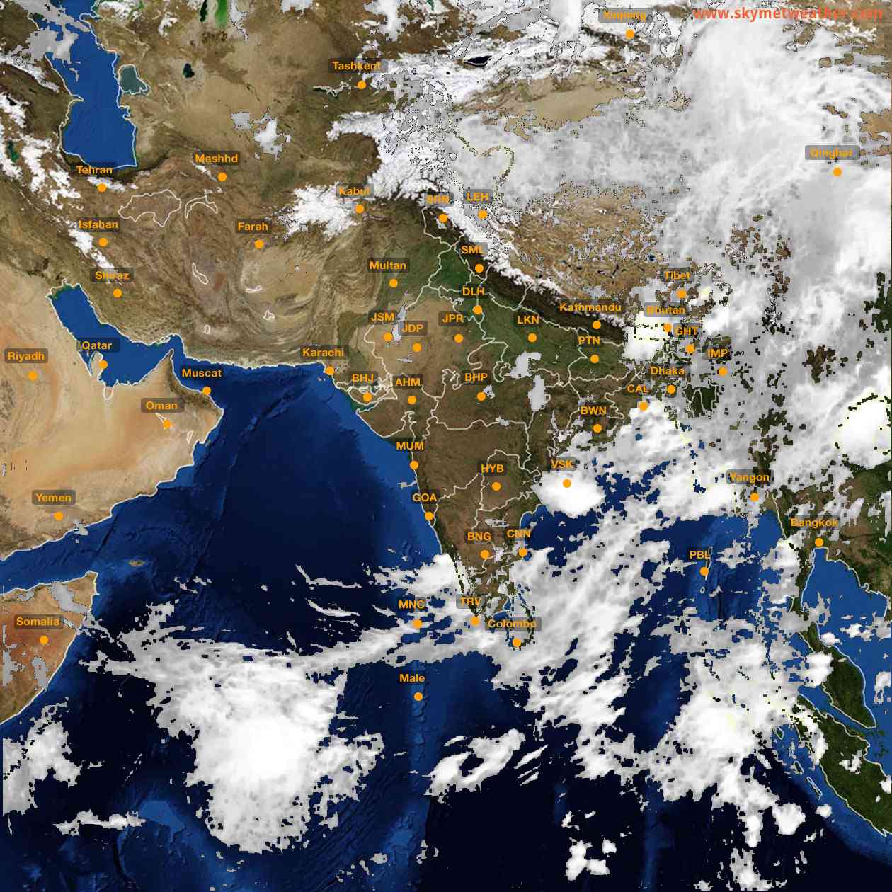 Latest INSAT Weather Satellite Image of India - Infrared Map - 10:00 IST on 17 June 2026