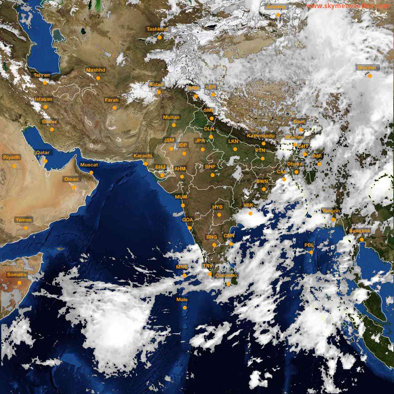 Latest INSAT Weather Satellite Image of India - Infrared Map - 11:00 IST on 17 June 2026