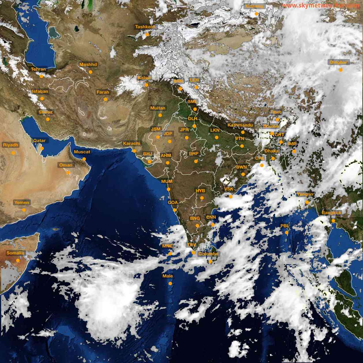 Latest INSAT Weather Satellite Image of India - Infrared Map - 12:00 IST on 17 June 2026