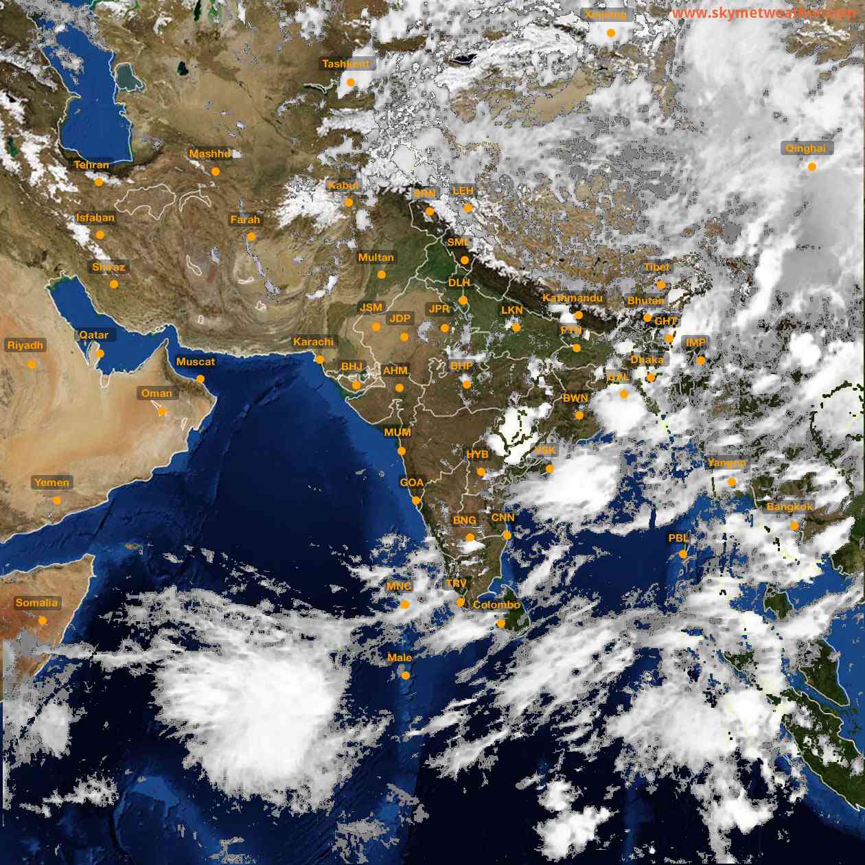 Latest INSAT Weather Satellite Image of India - Infrared Map - 16:00 IST on 17 June 2026