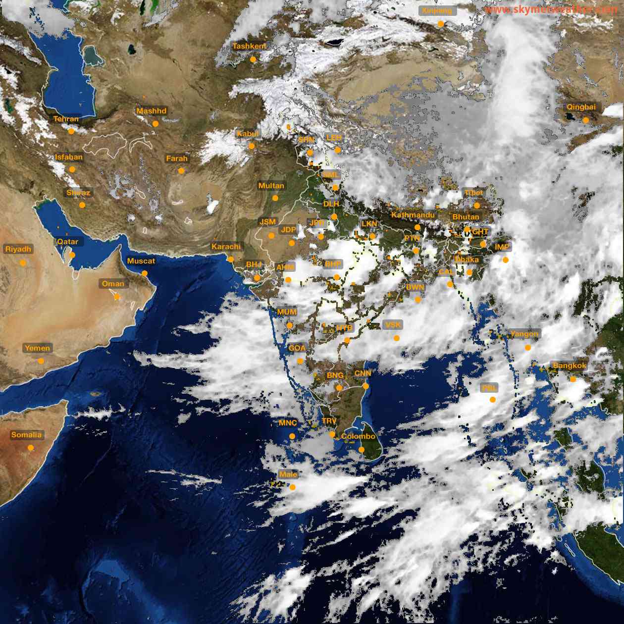 Latest INSAT Weather Satellite Image of India - Infrared Map - 14:00 IST on 1 July 2026