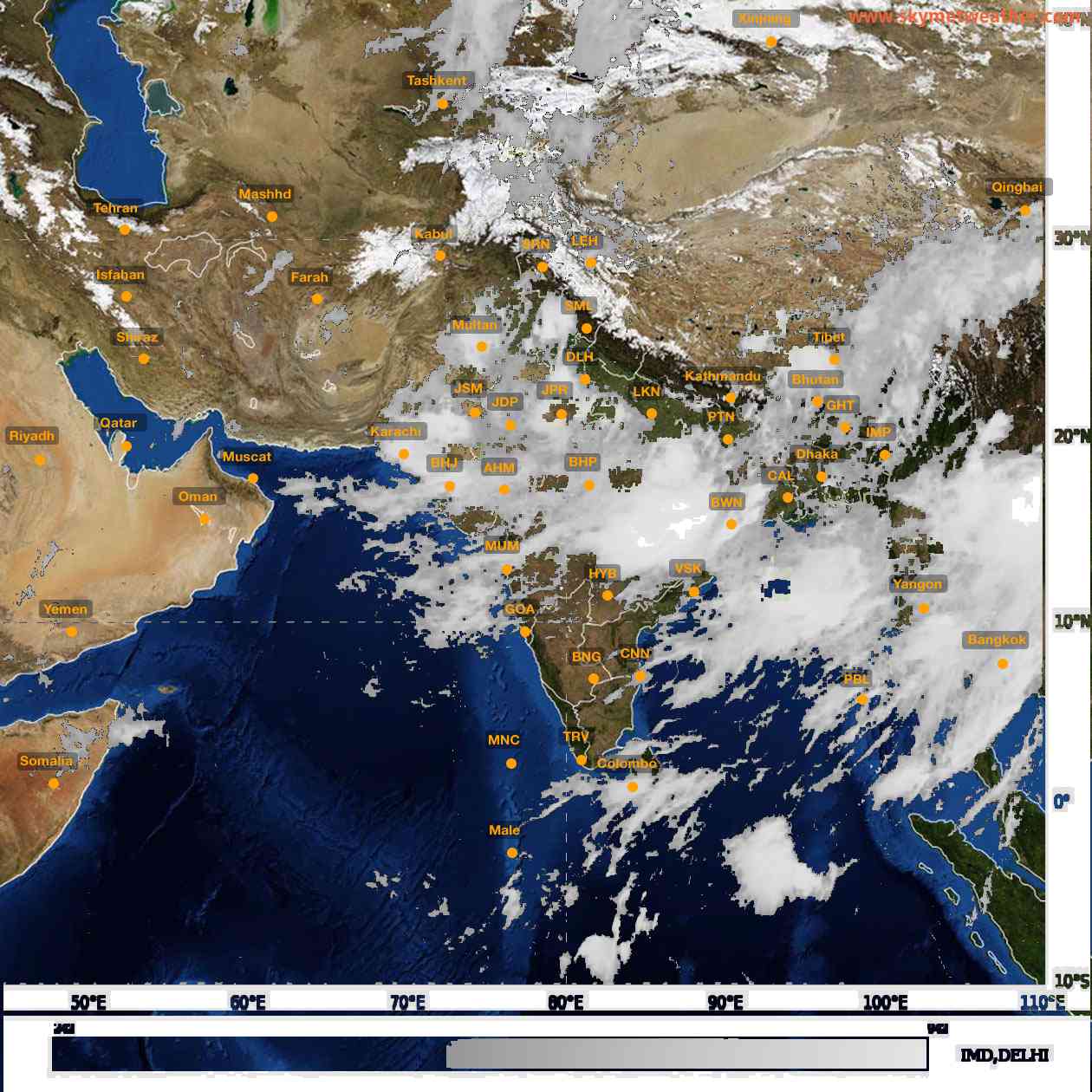 Latest INSAT Weather Satellite Image of India - Infrared Map - 09:00 IST on 3 July 2026