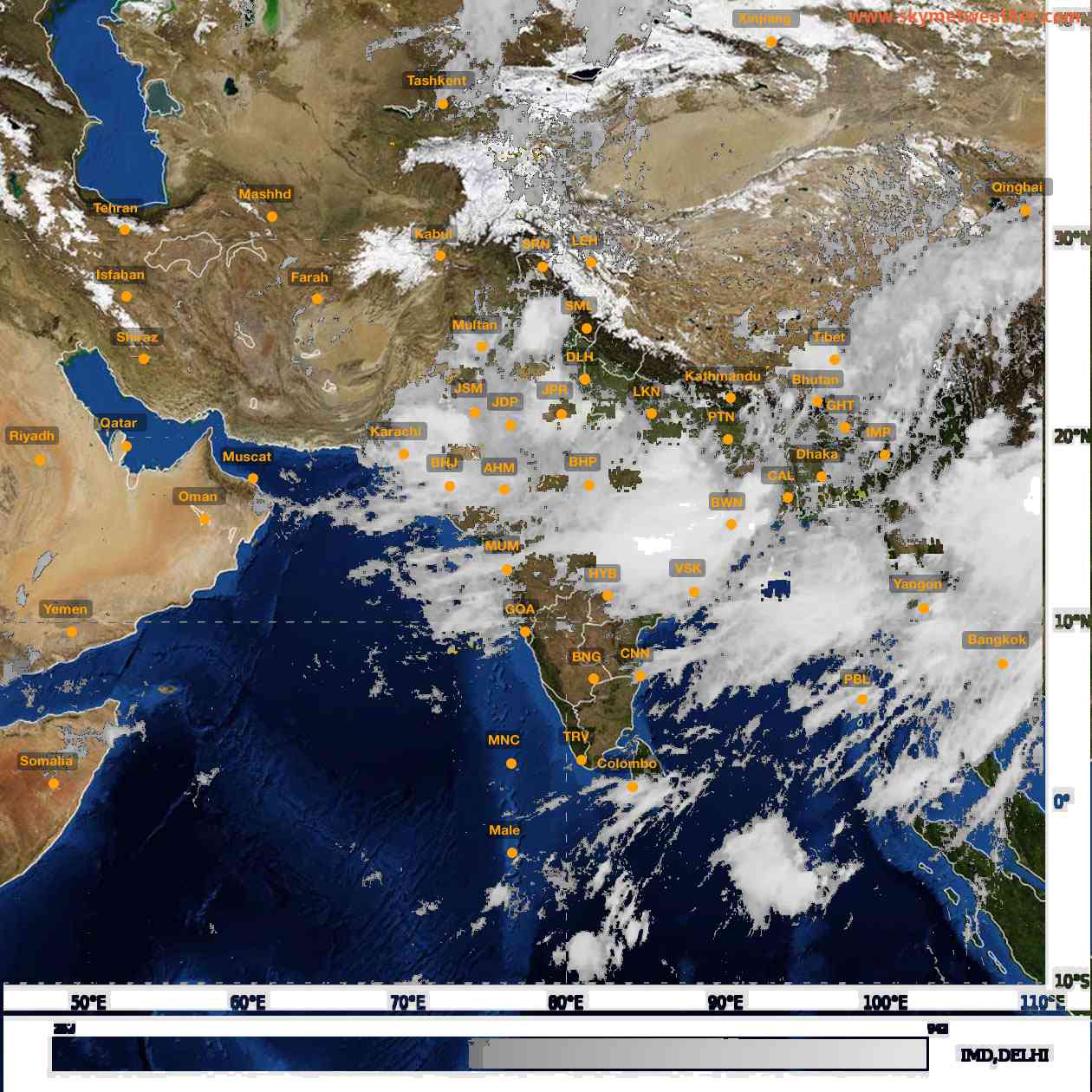 Latest INSAT Weather Satellite Image of India - Infrared Map - 11:00 IST on 3 July 2026