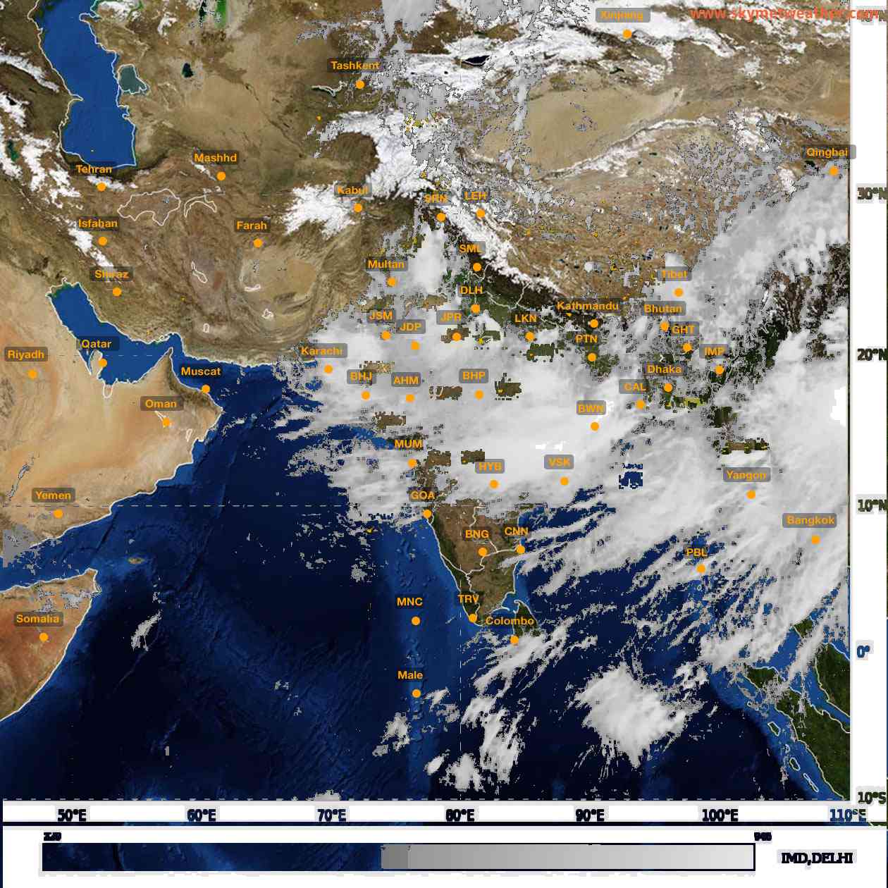 Latest INSAT Weather Satellite Image of India - Infrared Map - 13:00 IST on 3 July 2026