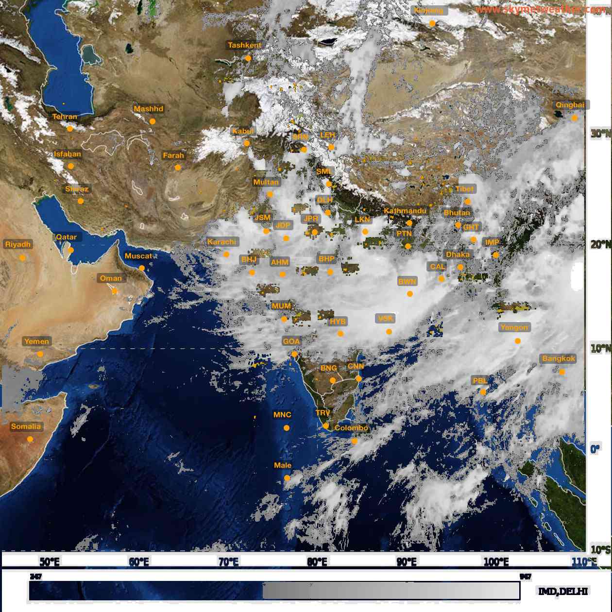 Latest INSAT Weather Satellite Image of India - Infrared Map - 16:00 IST on 3 July 2026