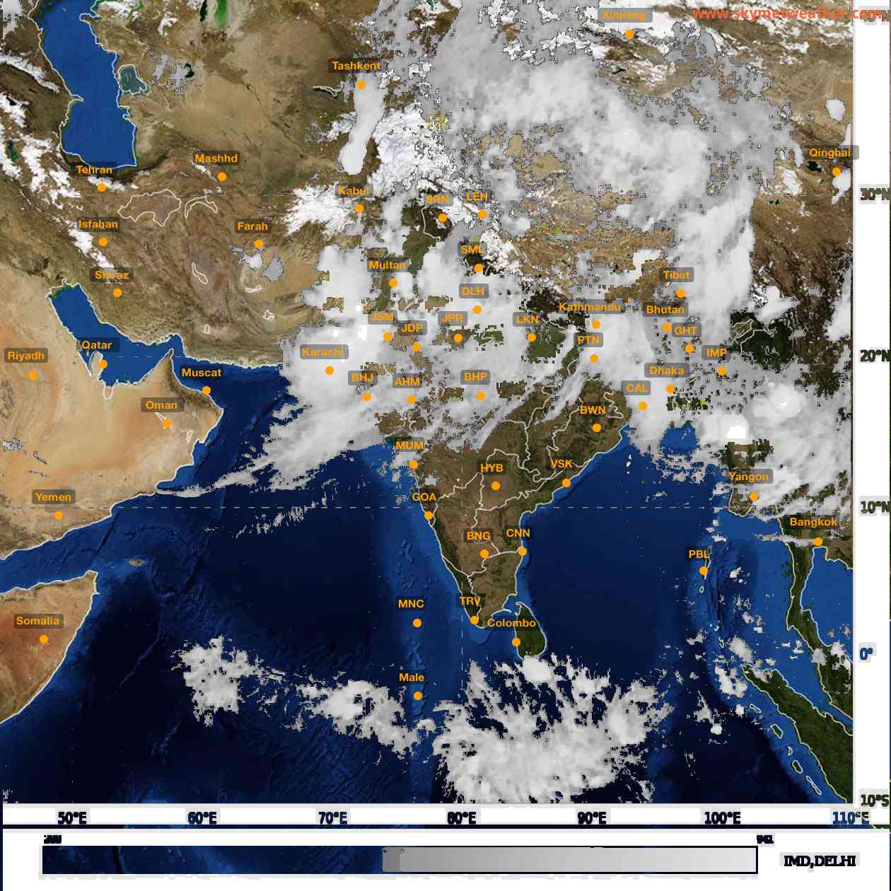 Latest INSAT Weather Satellite Image of India - Infrared Map - 05:00 IST on 7 July 2026