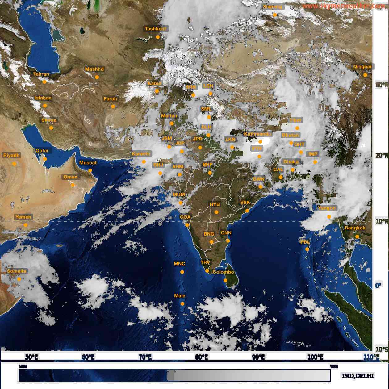 Latest INSAT Weather Satellite Image of India - Infrared Map - 12:00 IST on 7 July 2026