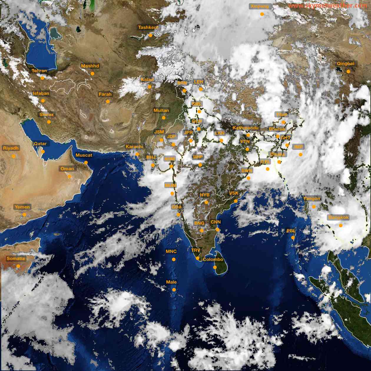 Latest INSAT Weather Satellite Image of India - Infrared Map - 16:00 IST on 7 July 2026