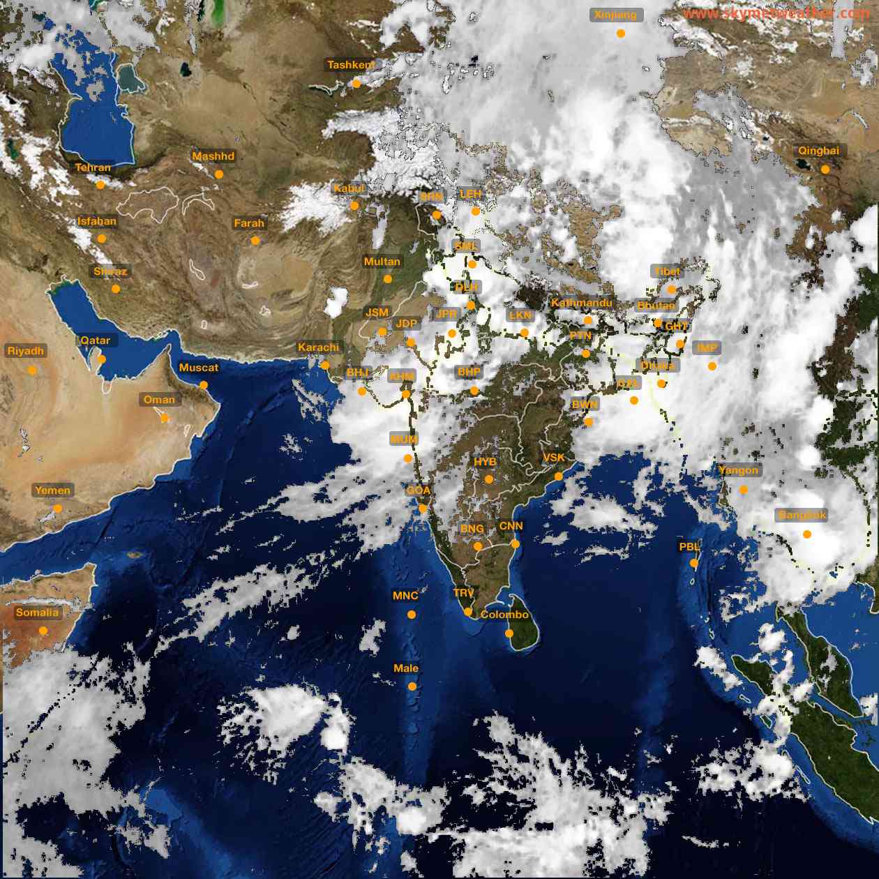 Latest INSAT Weather Satellite Image of India - Infrared Map - 18:00 IST on 7 July 2026