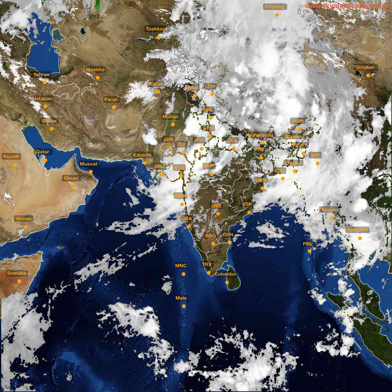 Latest INSAT Weather Satellite Image of India - Infrared Map - 20:00 IST on 7 July 2026