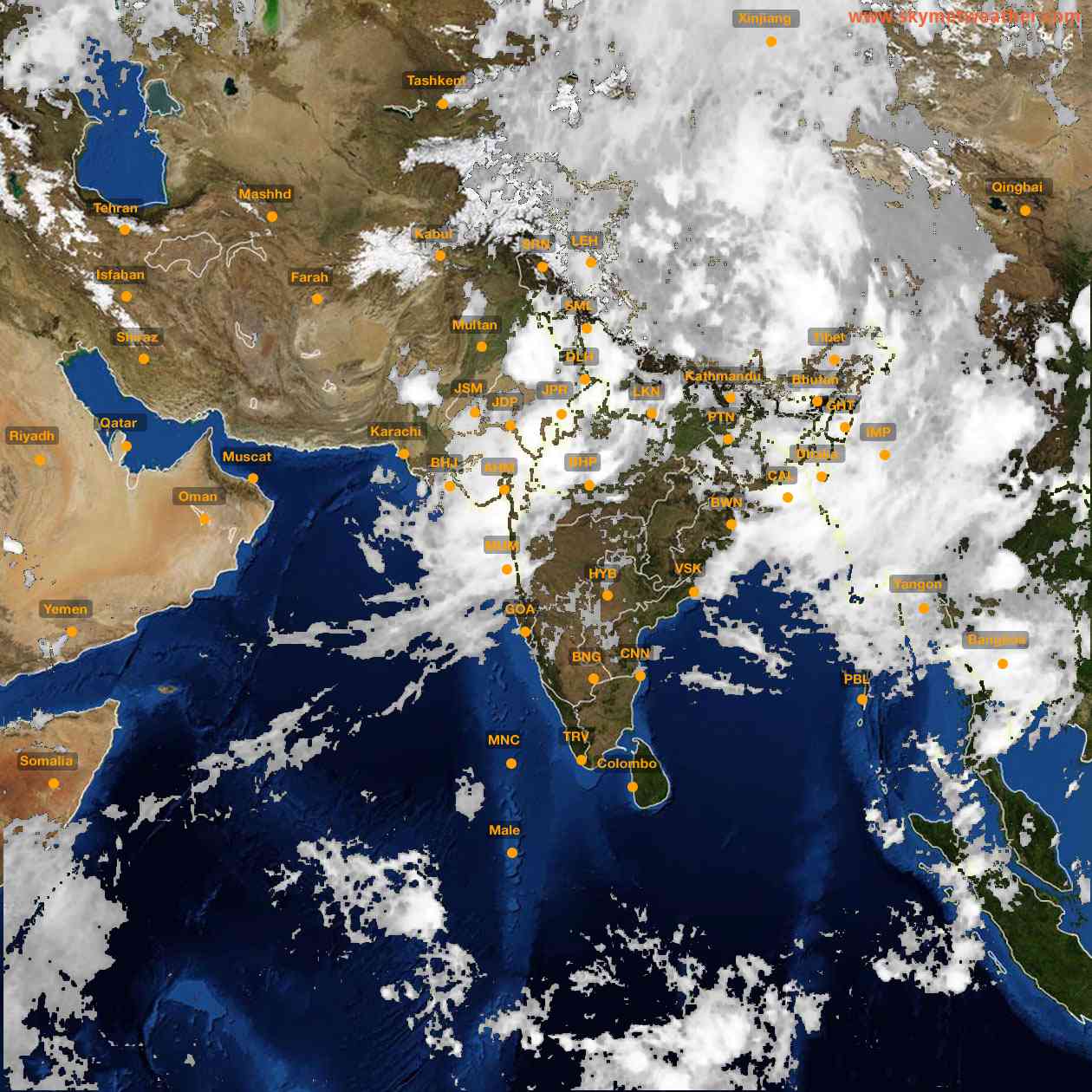 Latest INSAT Weather Satellite Image of India - Infrared Map - 21:00 IST on 7 July 2026