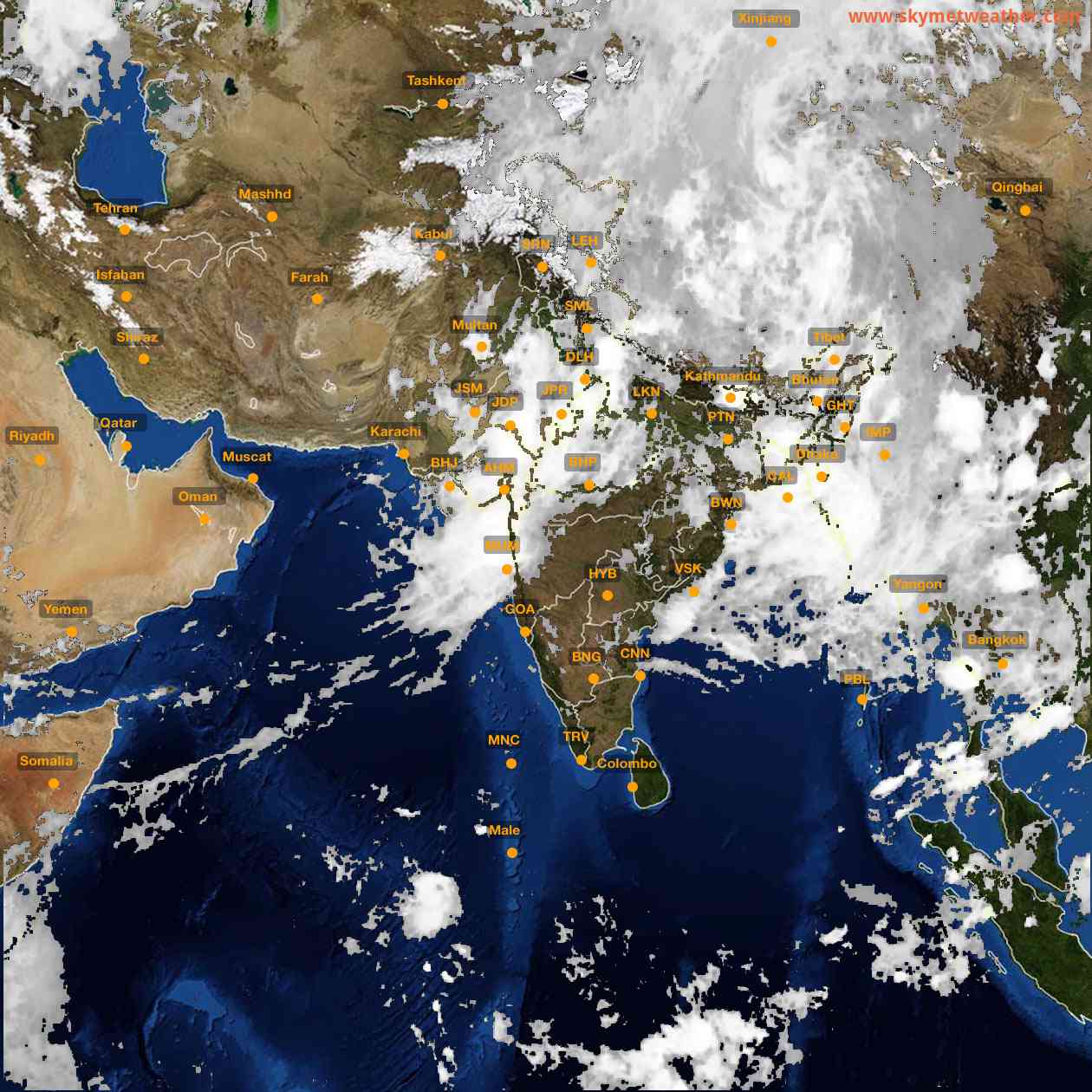 Latest INSAT Weather Satellite Image of India - Infrared Map - 01:00 IST on 8 July 2026