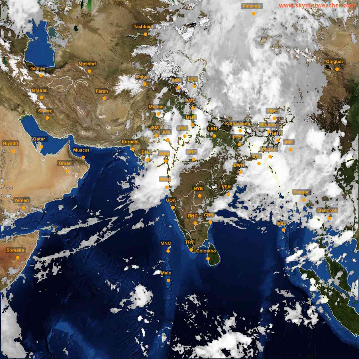 Latest INSAT Weather Satellite Image of India - Infrared Map - 02:00 IST on 8 July 2026