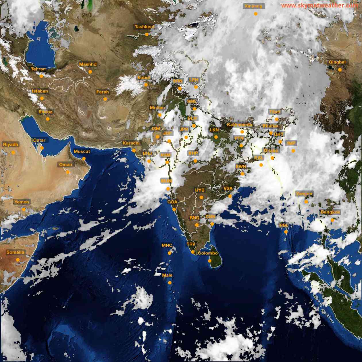 Latest INSAT Weather Satellite Image of India - Infrared Map - 03:00 IST on 8 July 2026