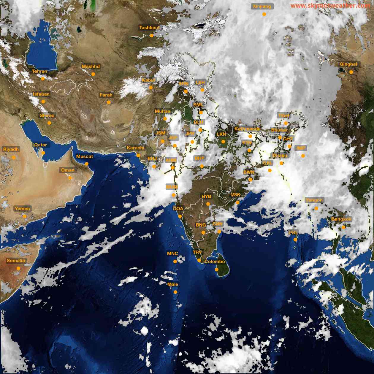 Latest INSAT Weather Satellite Image of India - Infrared Map - 04:00 IST on 8 July 2026