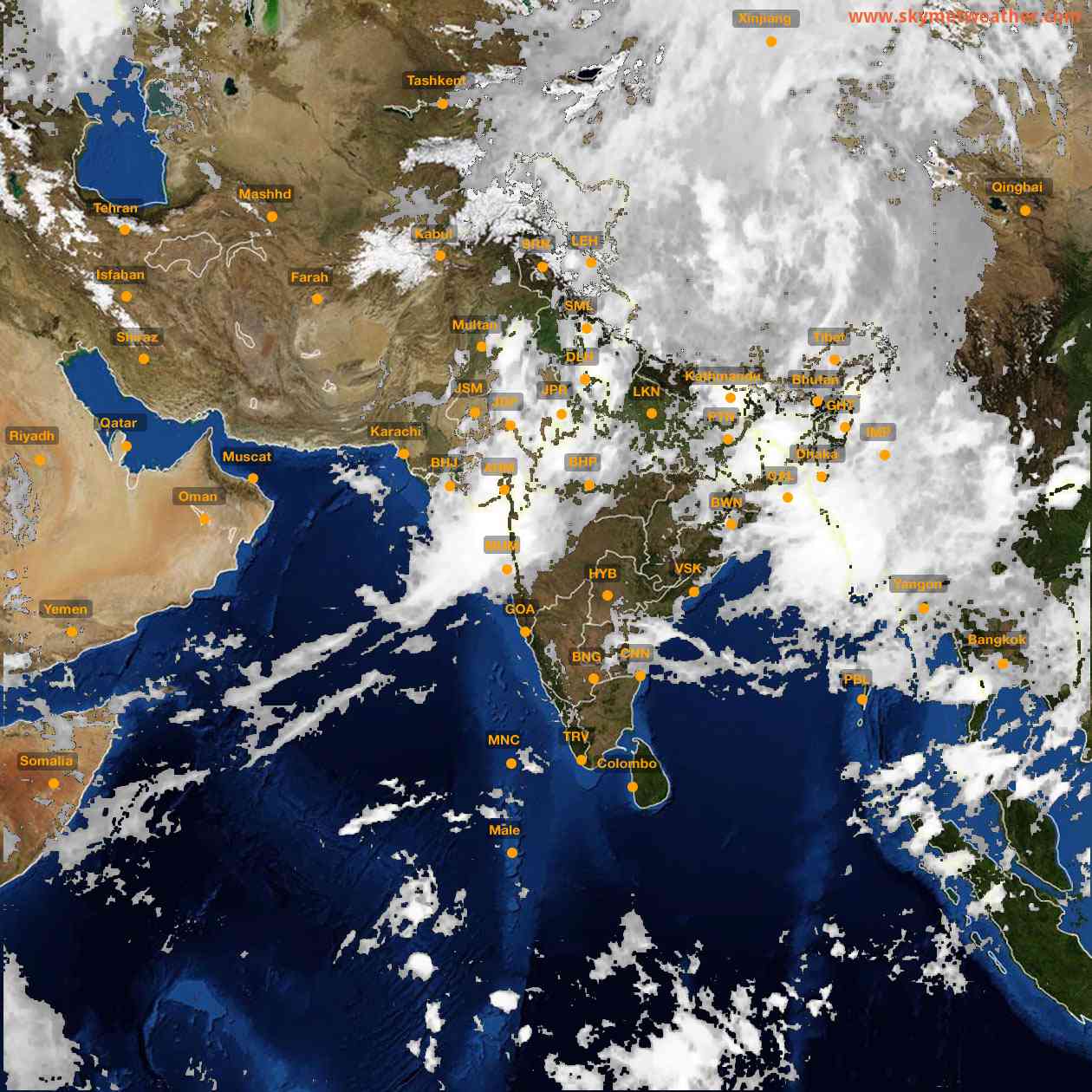 Latest INSAT Weather Satellite Image of India - Infrared Map - 05:00 IST on 8 July 2026