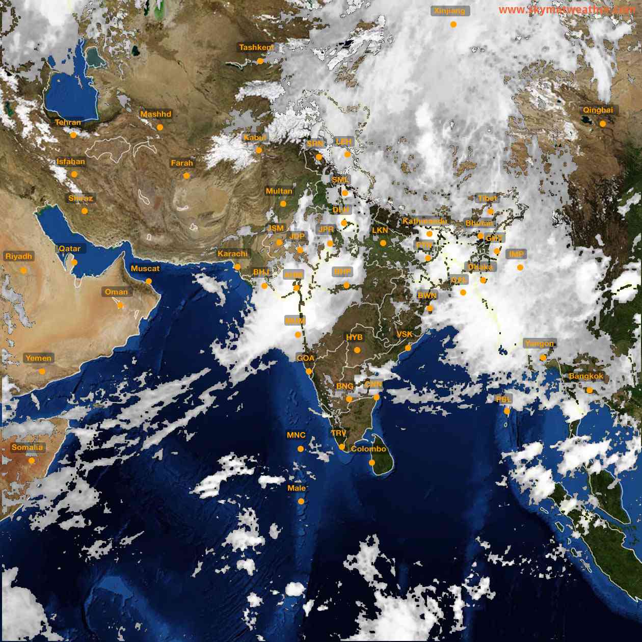 Latest INSAT Weather Satellite Image of India - Infrared Map - 07:00 IST on 8 July 2026