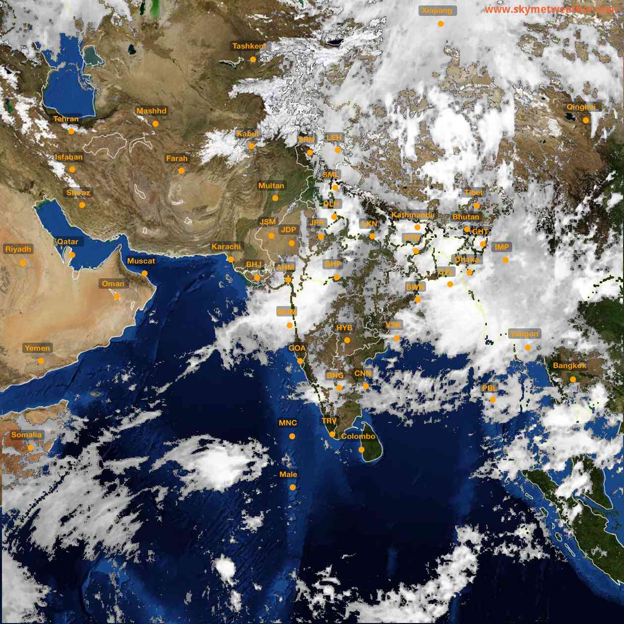 Latest INSAT Weather Satellite Image of India - Infrared Map - 14:00 IST on 8 July 2026