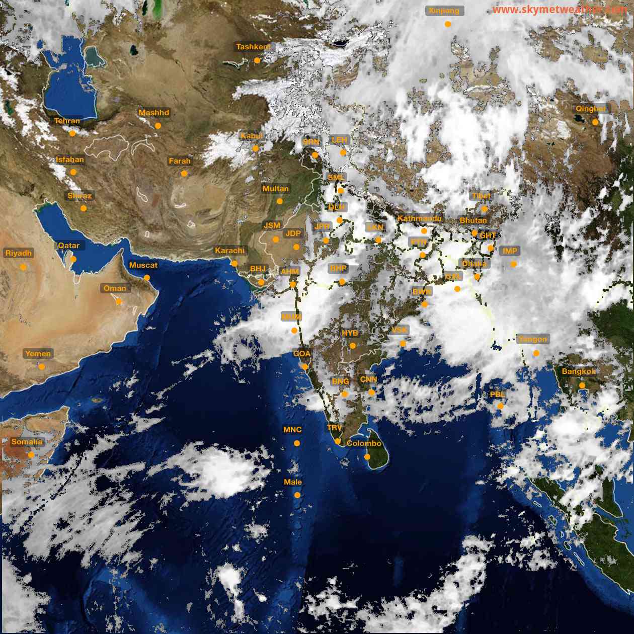 Latest INSAT Weather Satellite Image of India - Infrared Map - 15:00 IST on 8 July 2026