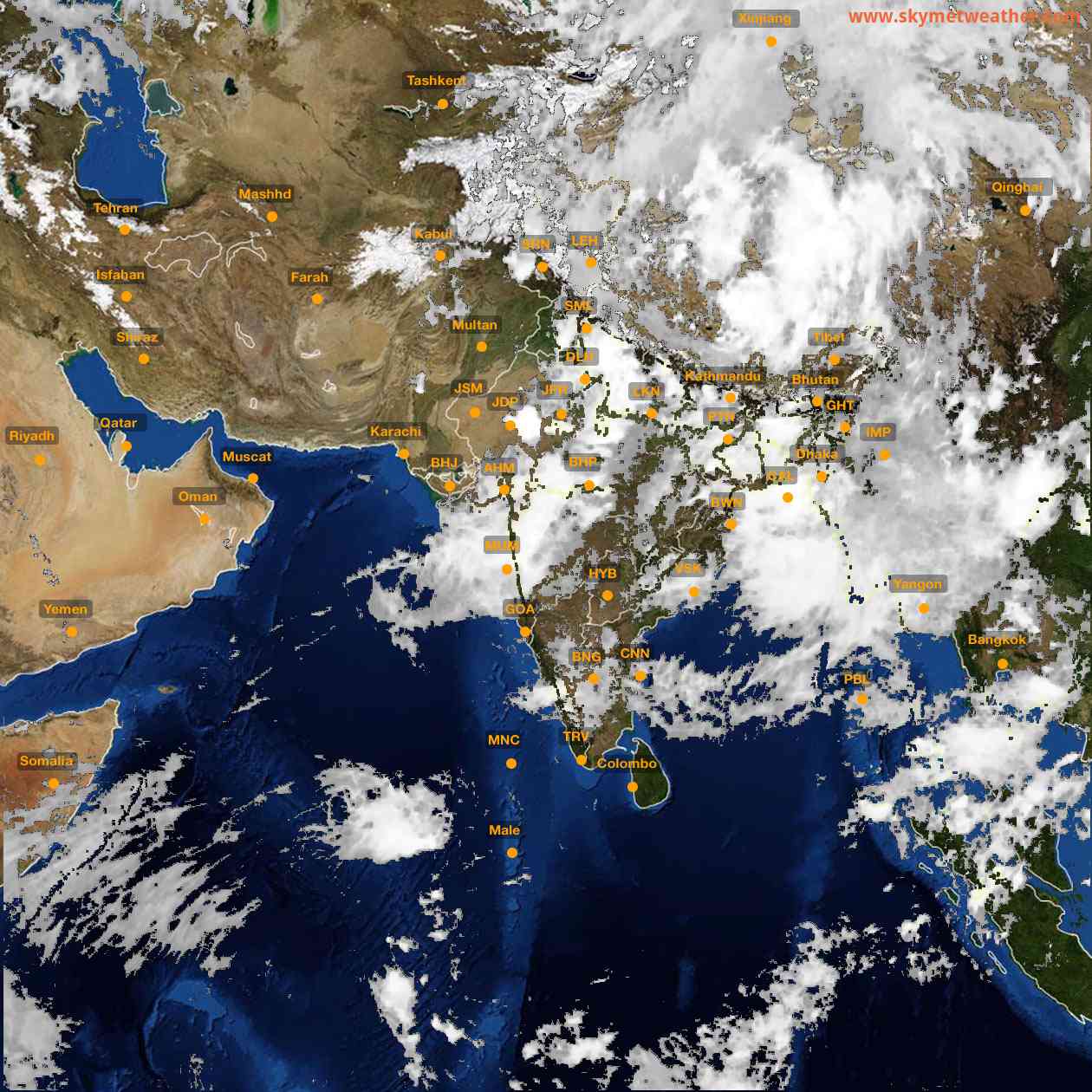 Latest INSAT Weather Satellite Image of India - Infrared Map - 17:00 IST on 8 July 2026