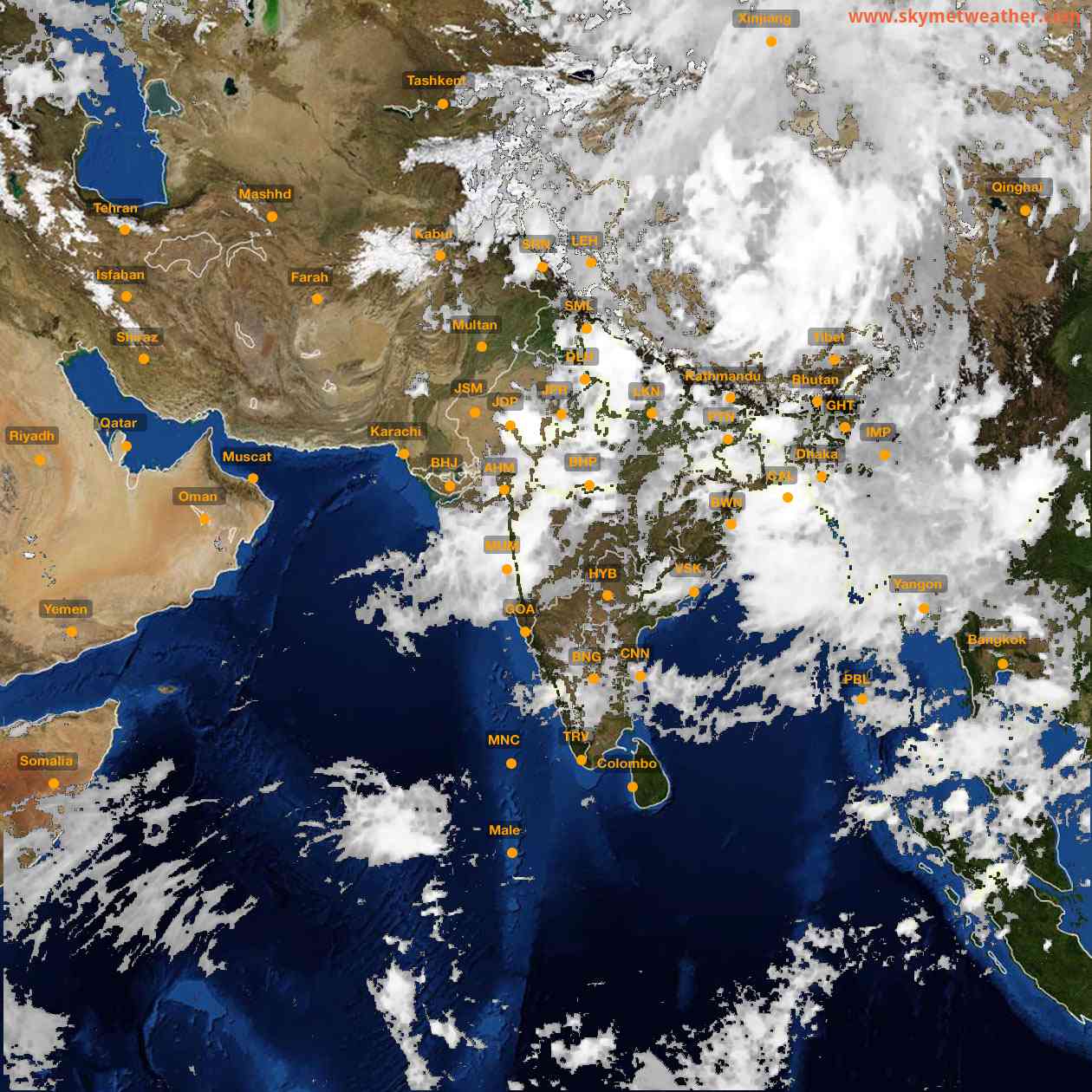 Latest INSAT Weather Satellite Image of India - Infrared Map - 18:00 IST on 8 July 2026