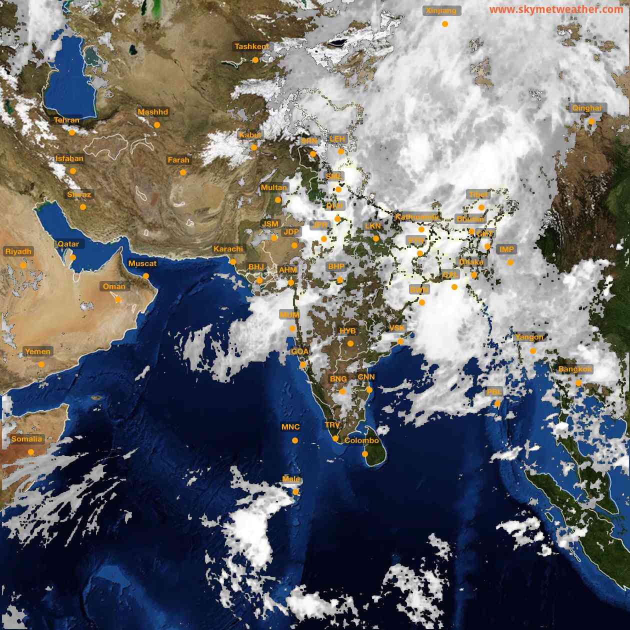 Latest INSAT Weather Satellite Image of India - Infrared Map - 02:00 IST on 9 July 2026