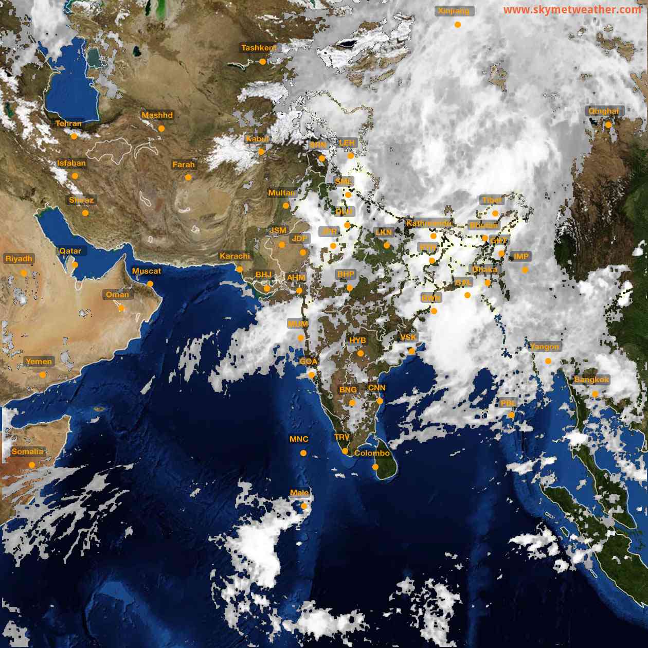 Latest INSAT Weather Satellite Image of India - Infrared Map - 03:00 IST on 9 July 2026
