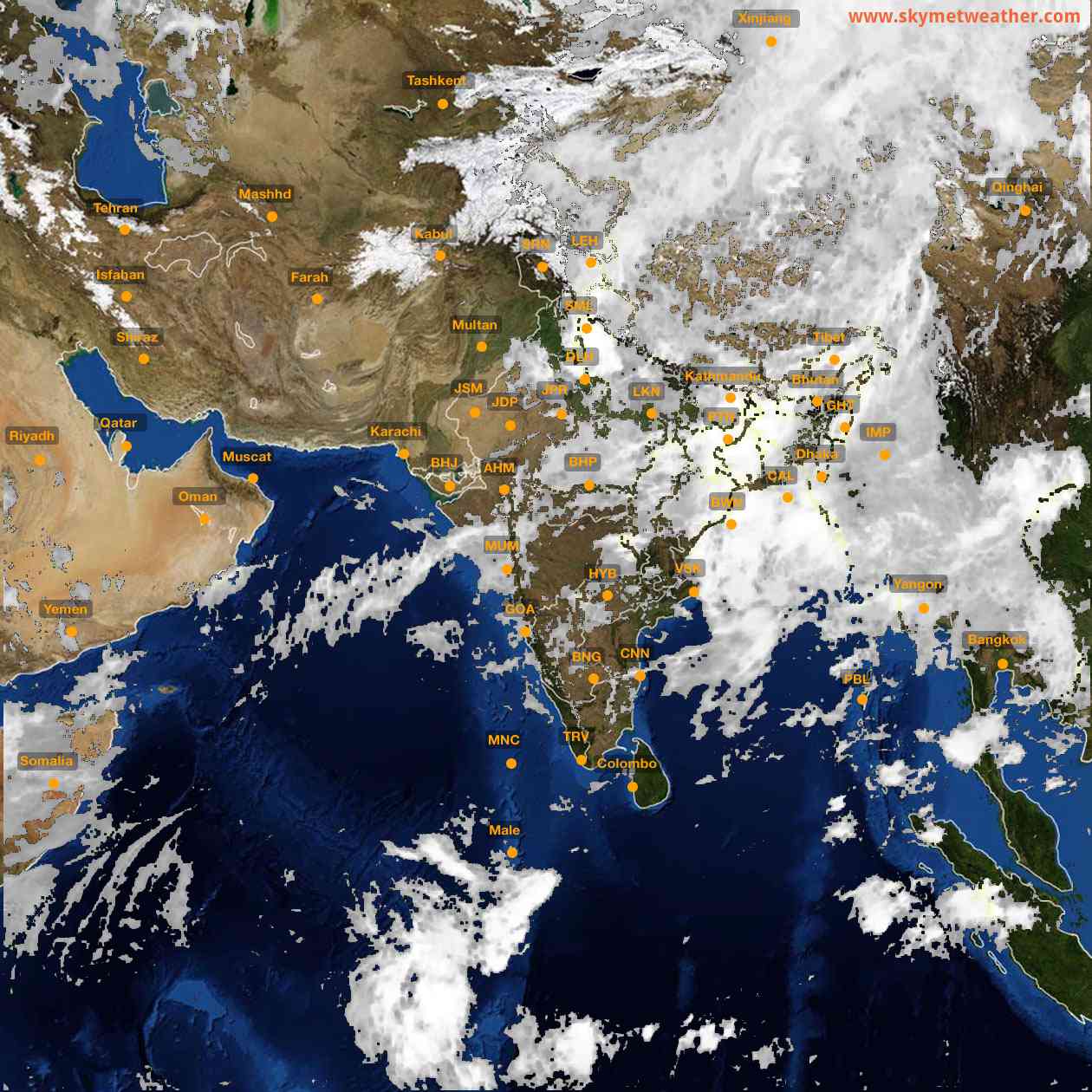 Latest INSAT Weather Satellite Image of India - Infrared Map - 10:00 IST on 9 July 2026