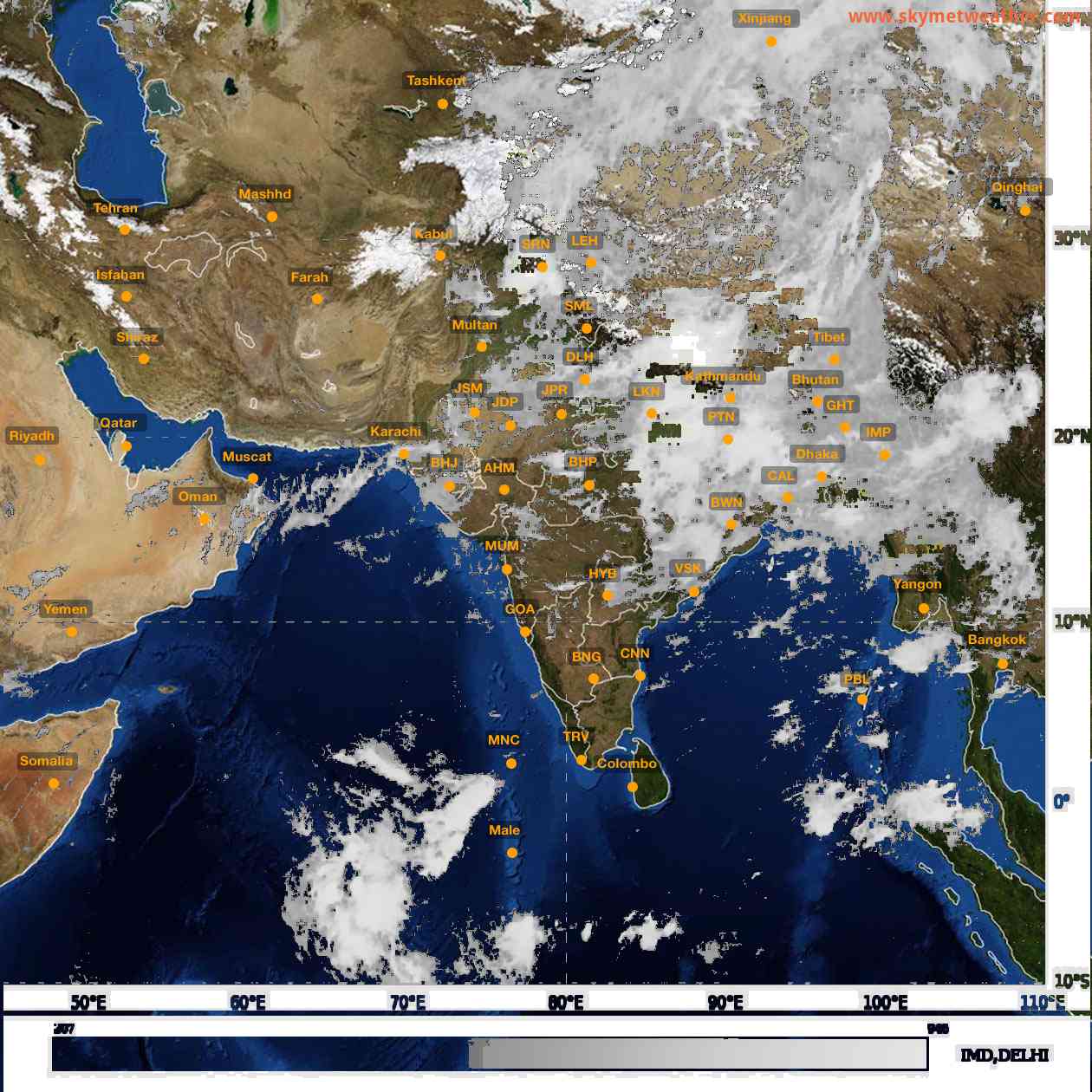 Latest INSAT Weather Satellite Image of India - Infrared Map - 11:00 IST on 9 July 2026