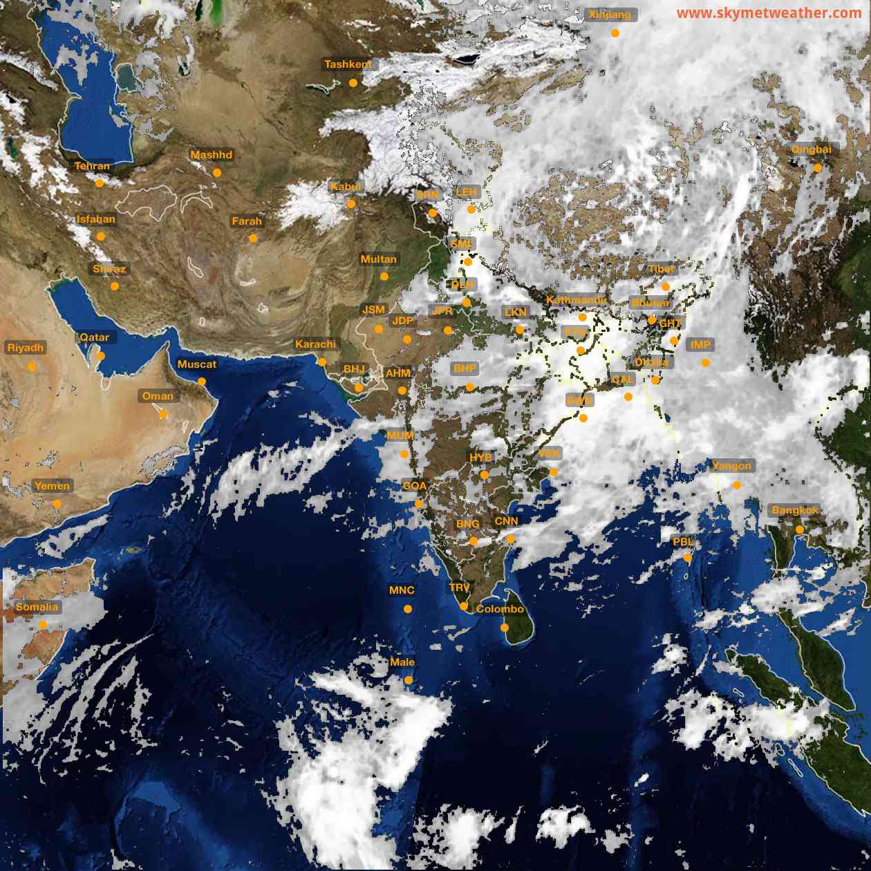 Latest INSAT Weather Satellite Image of India - Infrared Map - 12:00 IST on 9 July 2026