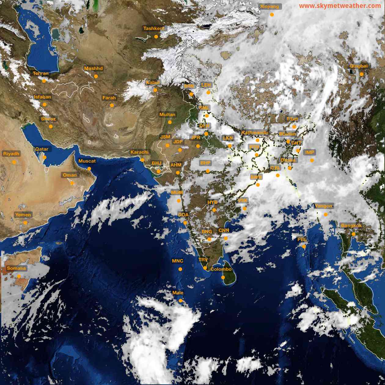 Latest INSAT Weather Satellite Image of India - Infrared Map - 13:00 IST on 9 July 2026