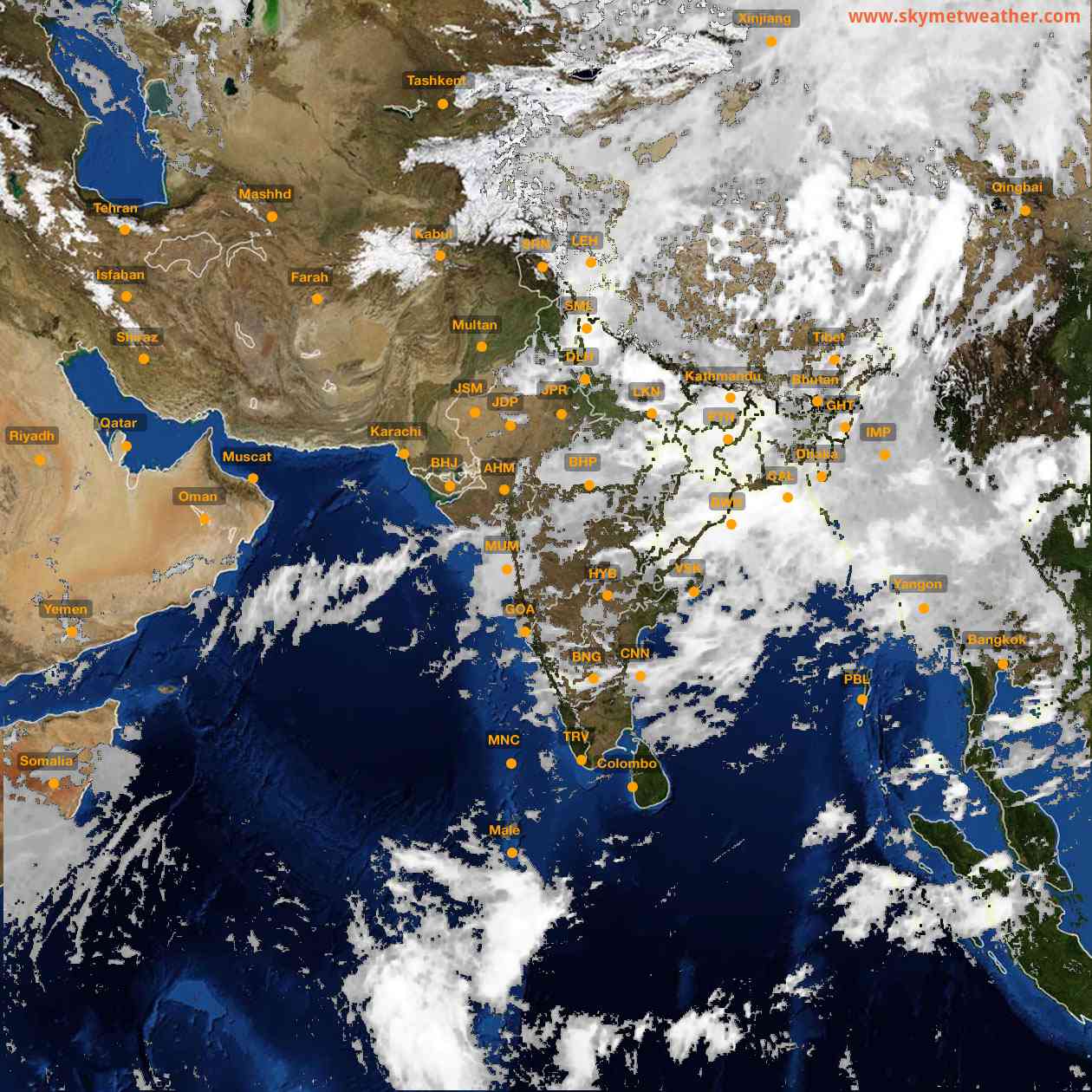 Latest INSAT Weather Satellite Image of India - Infrared Map - 14:00 IST on 9 July 2026