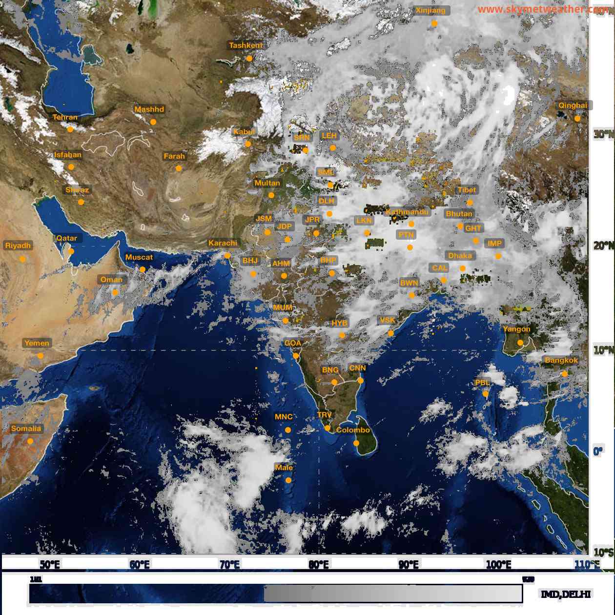 Latest INSAT Weather Satellite Image of India - Infrared Map - 15:00 IST on 9 July 2026