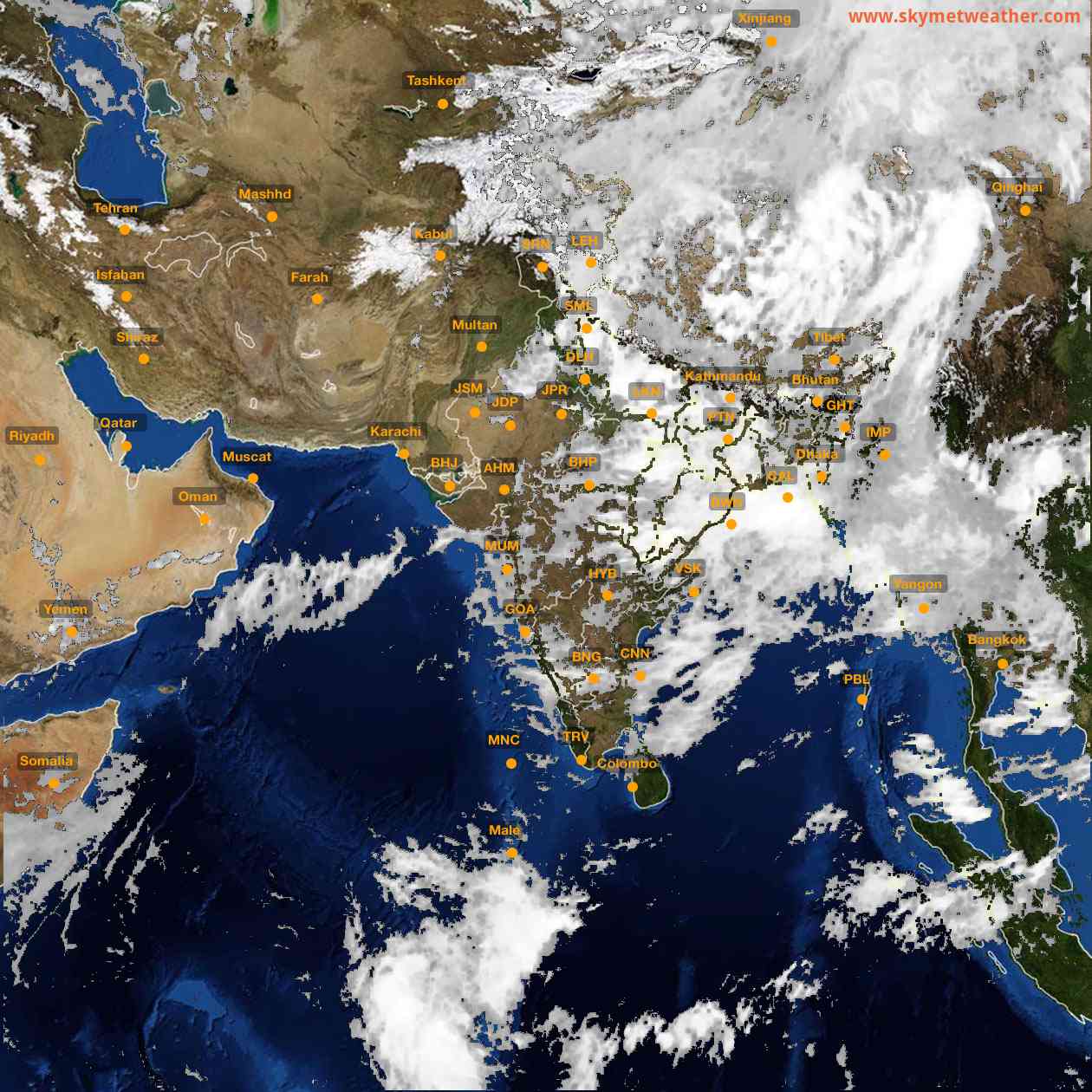 Latest INSAT Weather Satellite Image of India - Infrared Map - 16:00 IST on 9 July 2026