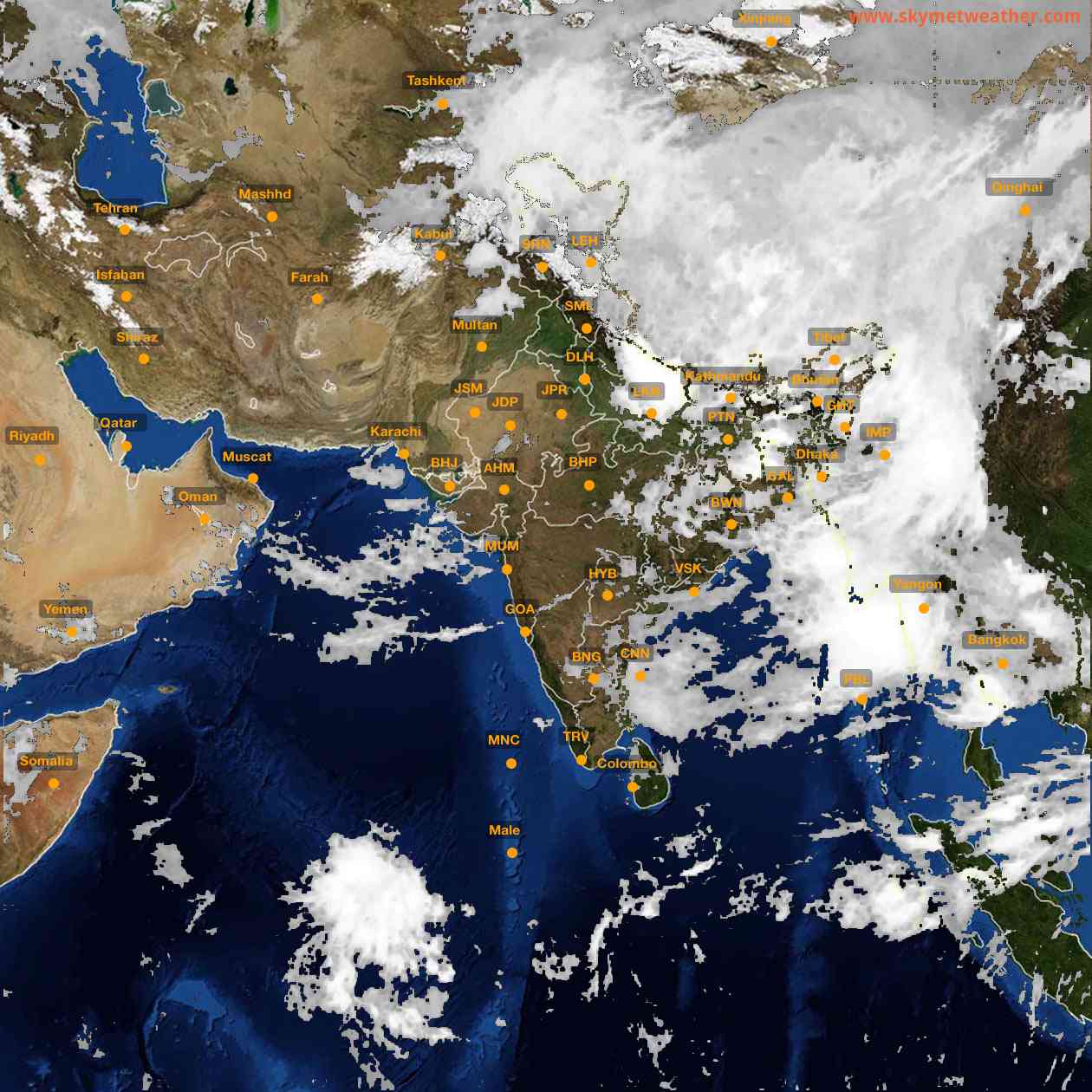 Latest INSAT Weather Satellite Image of India - Infrared Map - 04:00 IST on 12 July 2026