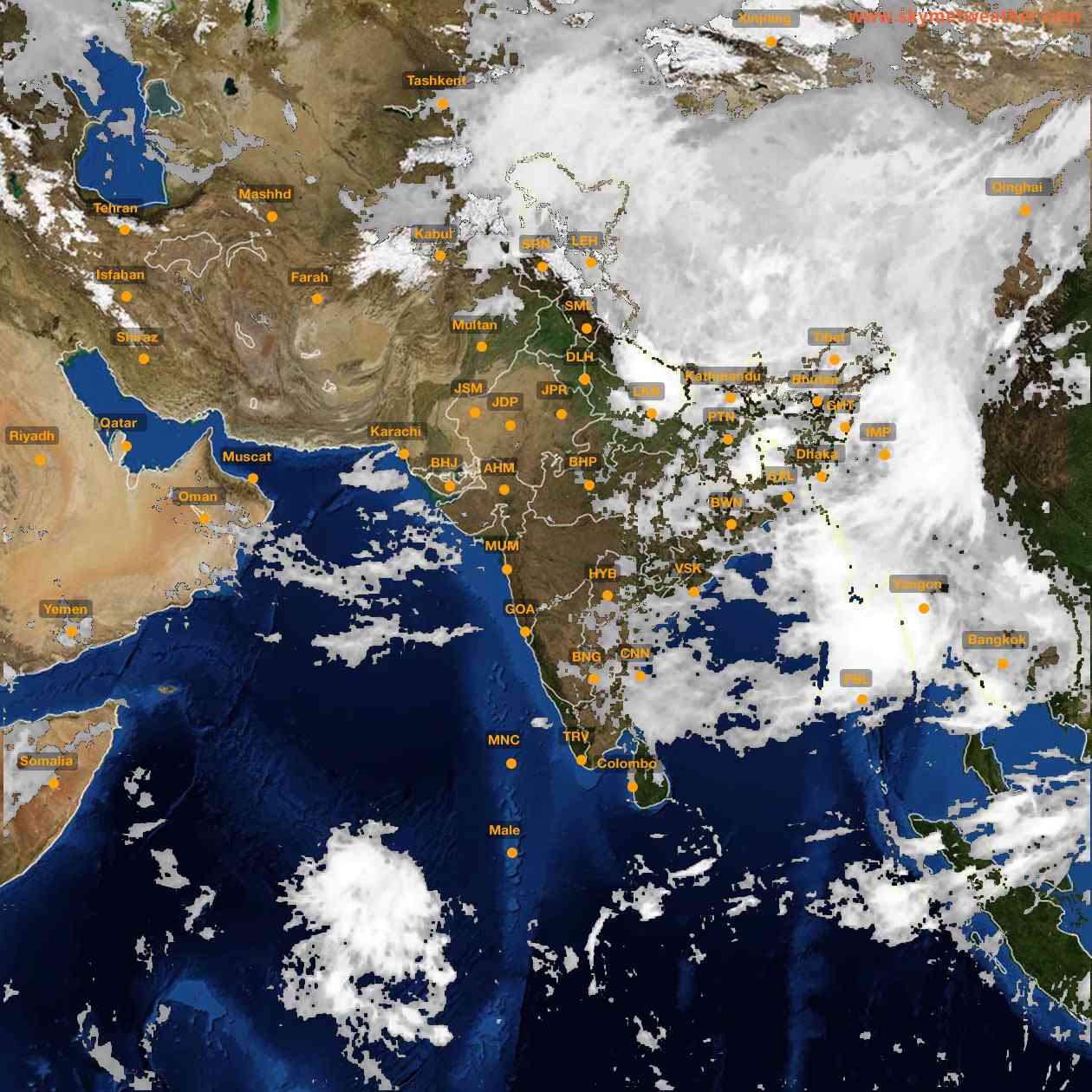 Latest INSAT Weather Satellite Image of India - Infrared Map - 05:00 IST on 12 July 2026