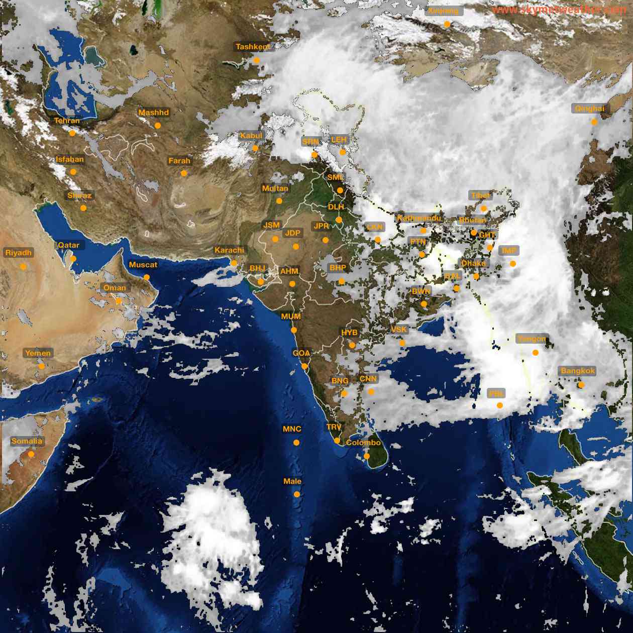 Latest INSAT Weather Satellite Image of India - Infrared Map - 07:00 IST on 12 July 2026