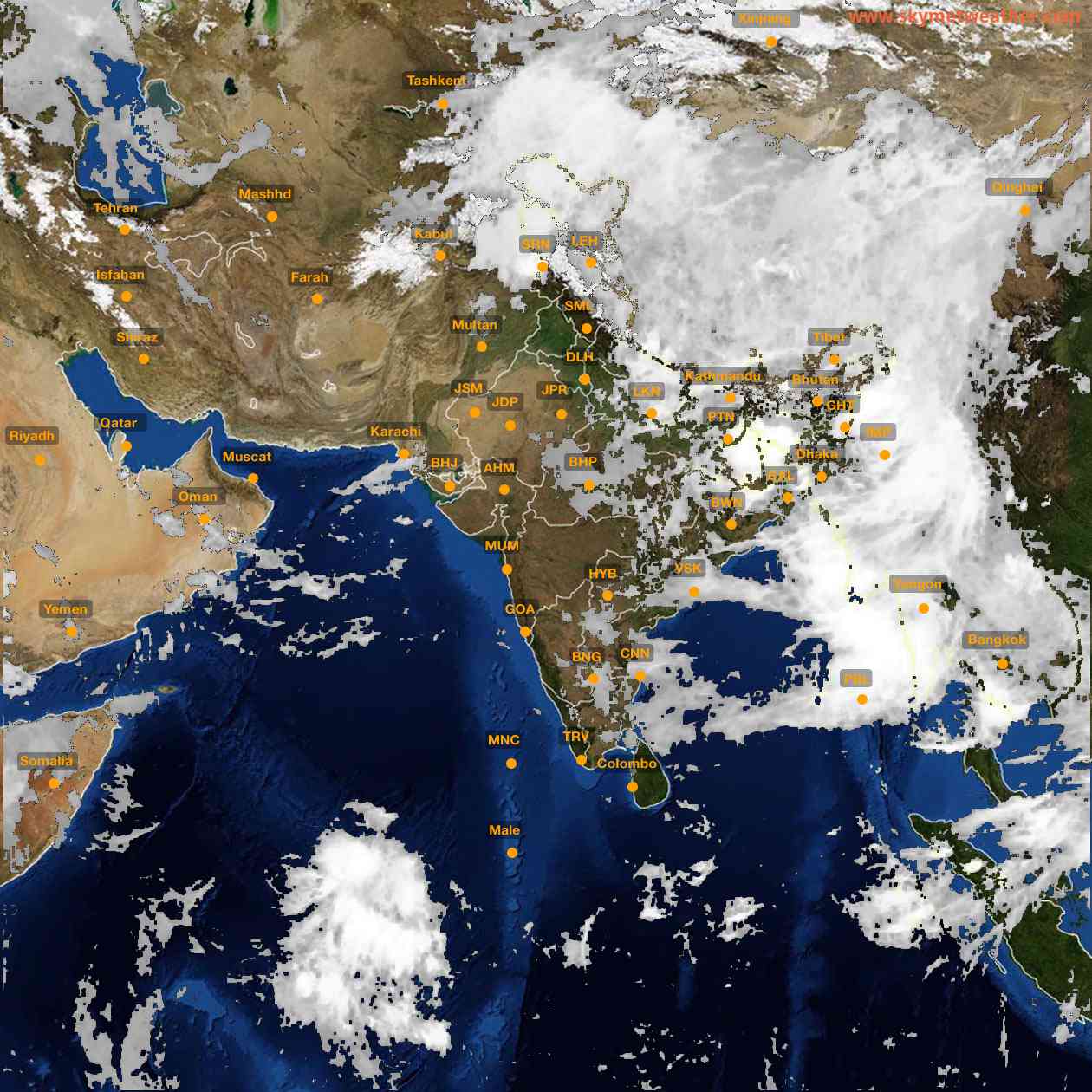 Latest INSAT Weather Satellite Image of India - Infrared Map - 08:00 IST on 12 July 2026