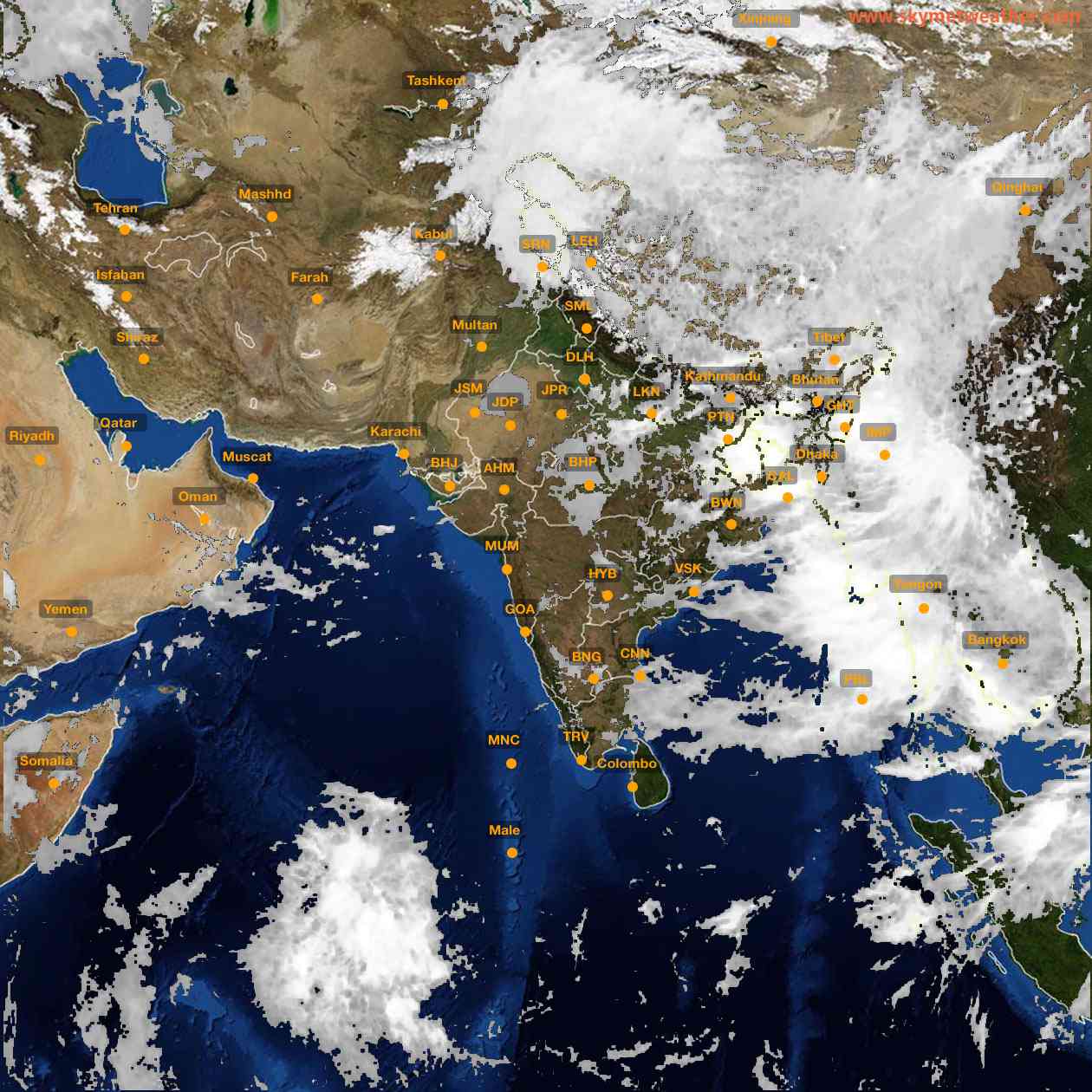 Latest INSAT Weather Satellite Image of India - Infrared Map - 11:00 IST on 12 July 2026
