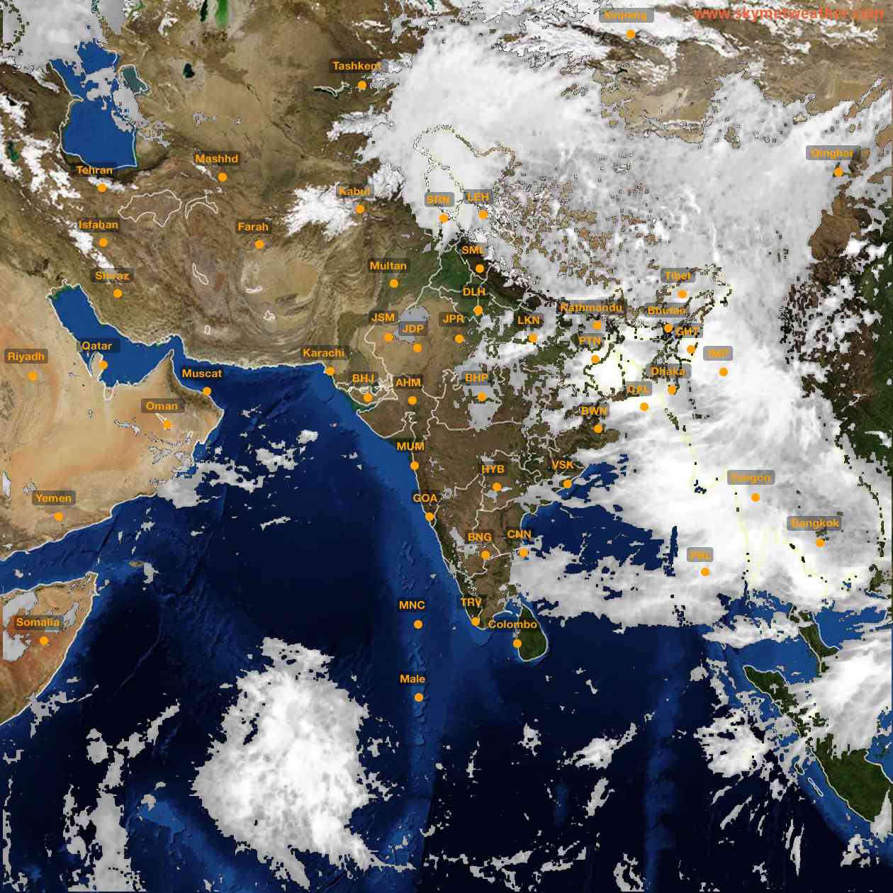 Latest INSAT Weather Satellite Image of India - Infrared Map - 12:00 IST on 12 July 2026
